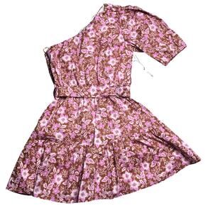 NWT Jason Wu Womens One Shoulder Belted Floral Mini Dress Lined Multicolor L